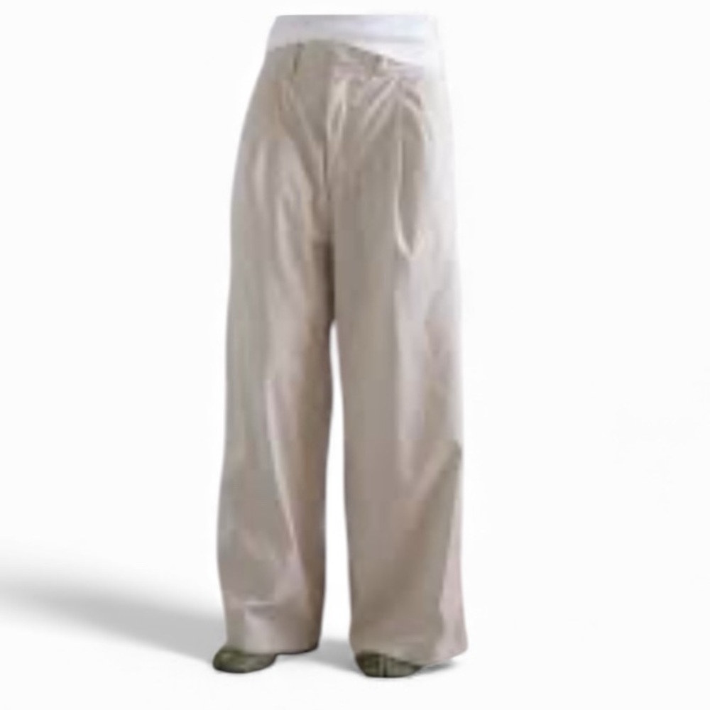 MASSIMO DUTTI BEIGE TAN NEUTRAL WIDE LEG PANTS 4